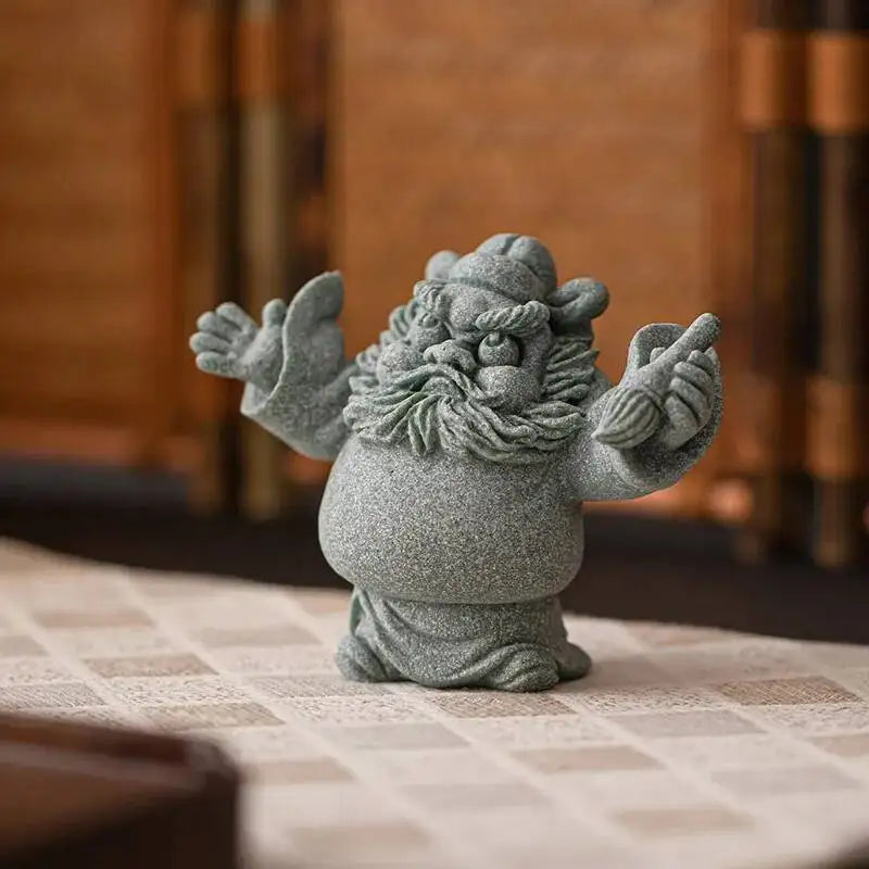 Green Sand Stone Tianshi Zhongkui Tea Pet Ornament Home Indoor Incense Holder Office Desktop Decoration Accessories Oasis Select