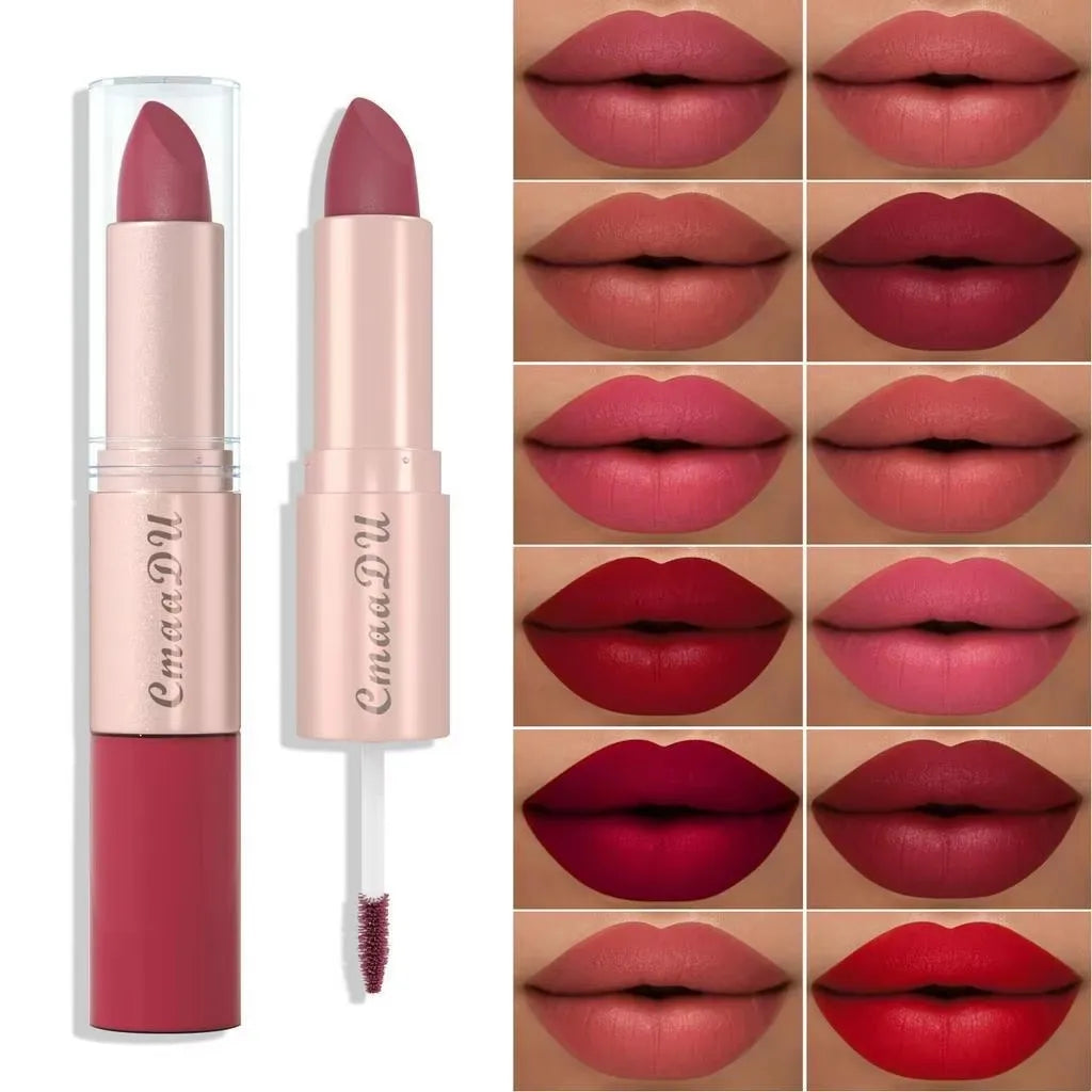 3 Pcs Long-Lasting Lipstick Lip Gloss Set-Double Headed Design for Natural Non-Fading Waterproof Non-stick Cup Exquisite Gift Oasis Select