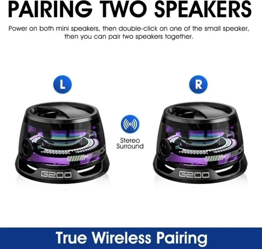 Mini Travel Stereo Speaker with RGB Color Light and Phone Holder Outdoor Magnetic Bluetooth Speaker Wireless Portable for IOS Oasis Select