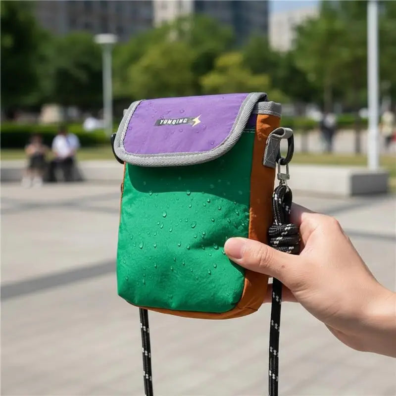 Unisex Color Patch Nylon Crossbody Mini Bag Secure Phone Purse Lightweight Casual Bag for Urban Travel School Oasis Select