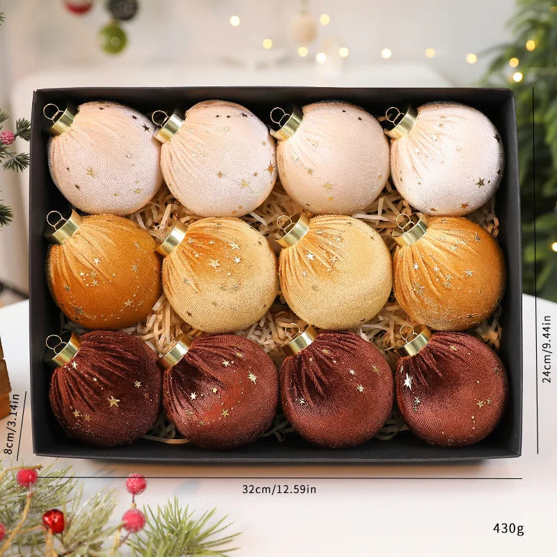 12-Pack 8cm Velvet Christmas Ball Ornaments | Tree Decor