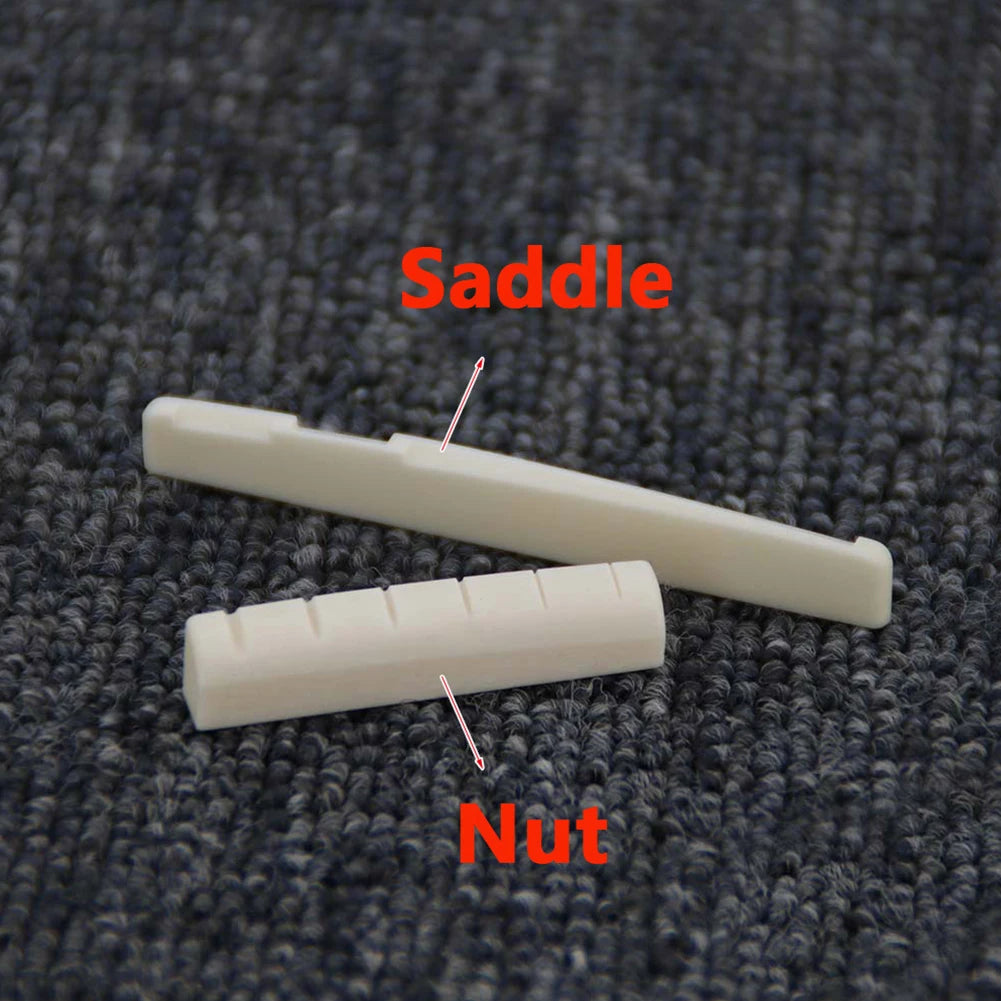2 Sets 4 Pcs 6 String Acoustic Guitar Bone Bridge Saddle 72mm And Nut 43mm Cow Bone Nut Top Folk Pillow Folk Bottom Pillow Oasis Select