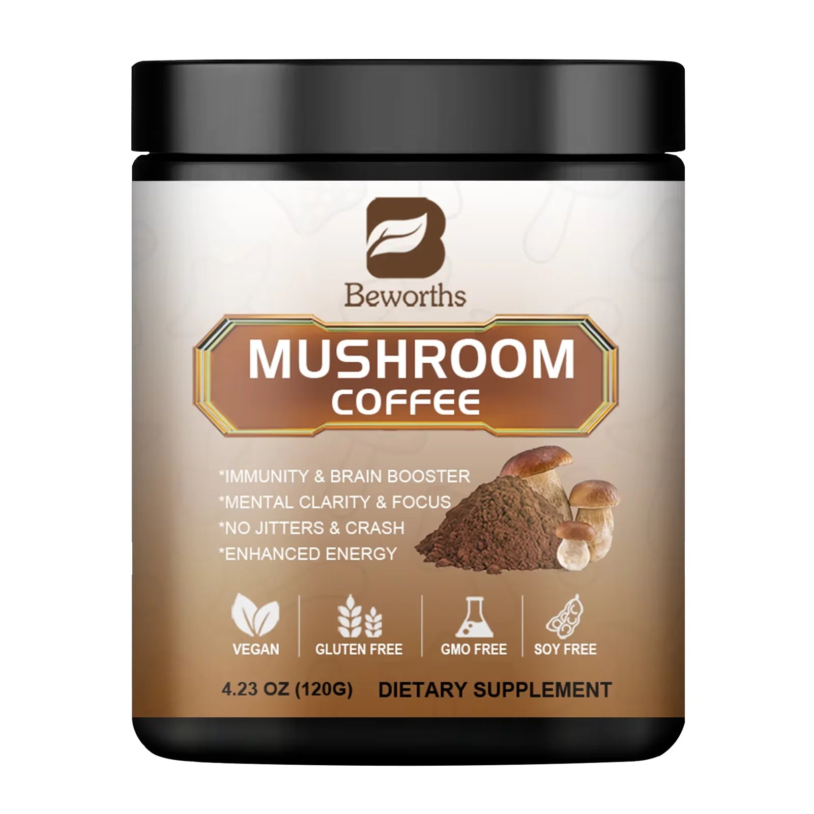 BWEORTHS 120g Mushroom Coffee Support Immunity and Focus Health Boost Memory NO-GMO Oasis Select 120g 1bottle United States