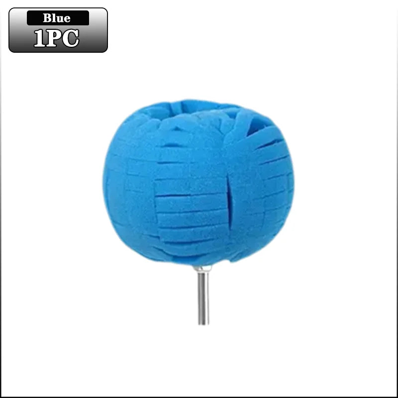 1-4PCS Car Hub Polishing Sponge Grinding Head Conical Sponge Wheel Buffer for Metal Plastic Automotive Wheel Detail Tool Oasis Select Round Blue-1PC