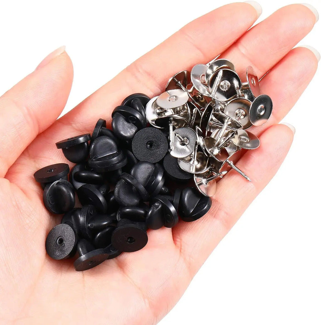 50/100/200 Pair Rubber Pin Backs Butterfly Clutch Pin Tie Tacks Blank Pins Holder Keepers for DIY Brooch Jewelry Craft Making Oasis Select