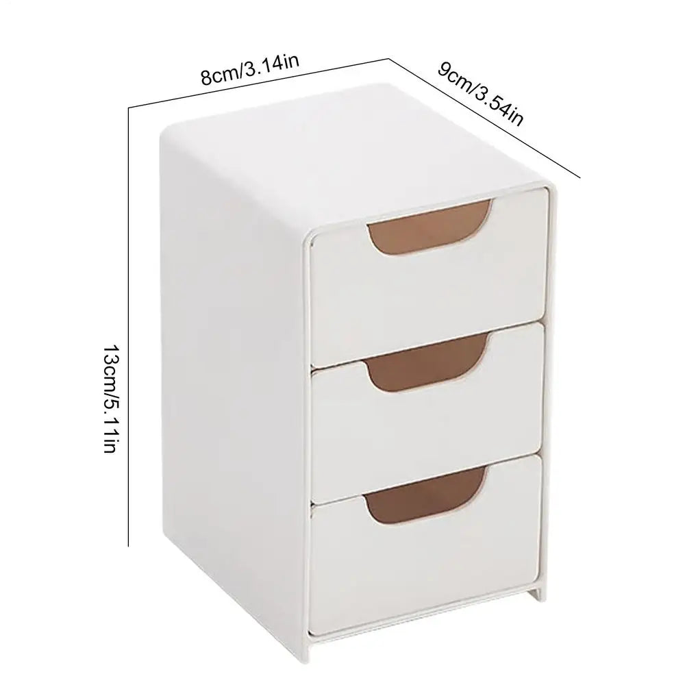 Tabletop Storage Organizer Large Capacity Drawer Organizer Portable Storage Organizer 3 Layer Organizer Box for Home School Oasis Select White