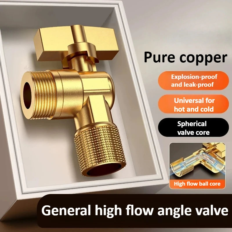 Brass Large Flow Water Stop Valves Hot and Cold Water G1/2" with Handle Bathroom Kitchen Sink Durable Stop Valve Oasis Select