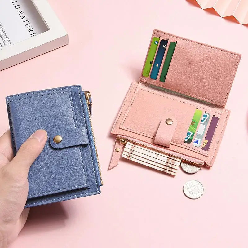 Women's Slim PU Leather Card Holder Wallet | Mini Zipper Purse Card Holder Wallet Oasis Select