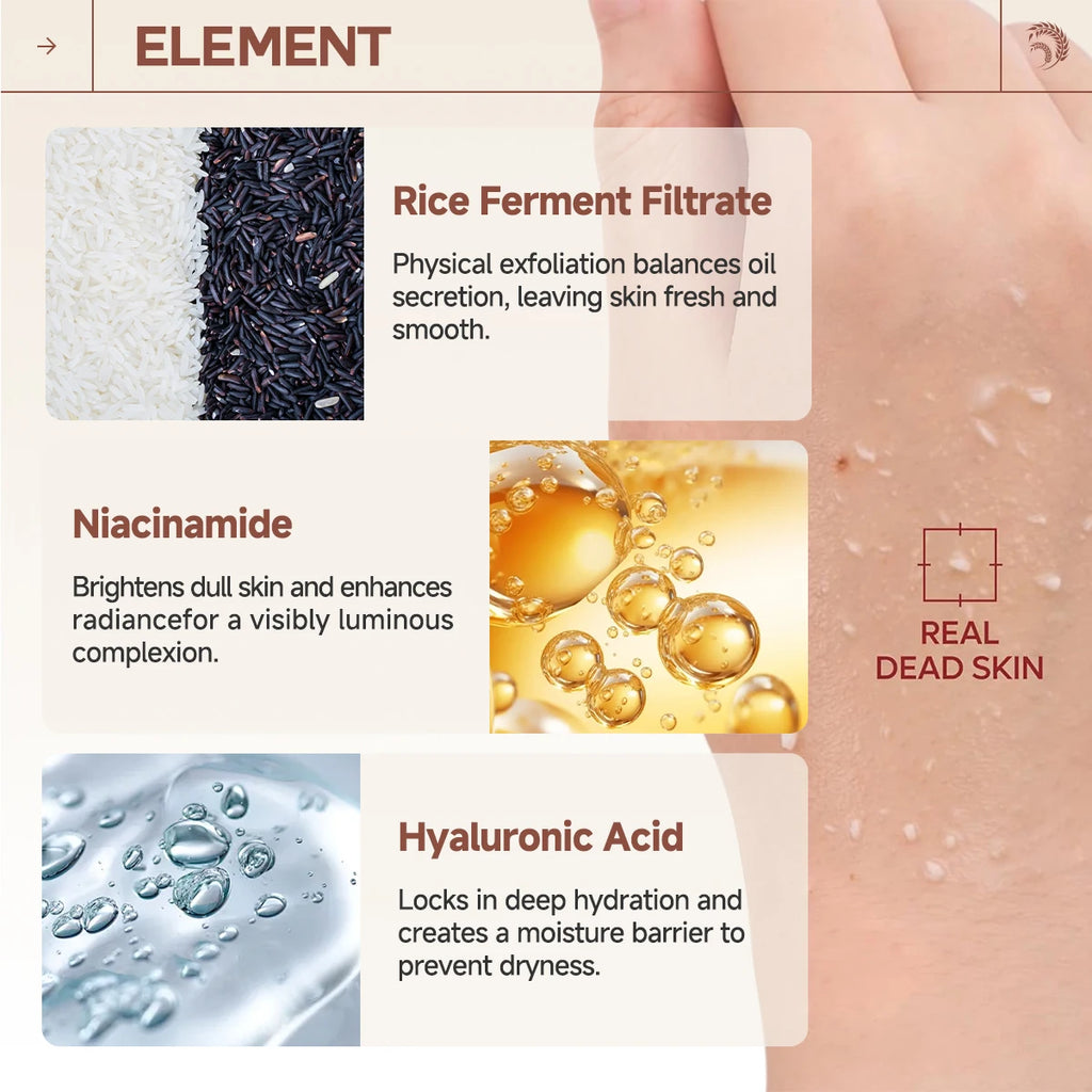 Rice and black rice exfoliating gel deeply cleanses, moisturizes, and removes surface dirt. Oasis Select