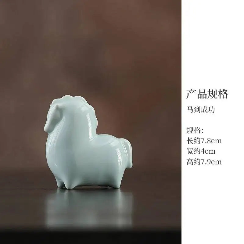 Fortune-Bringing Horse Ornament Ceramic Zodiac Horse Living Room, Study Office Desktop tea pet Oasis Select 5
