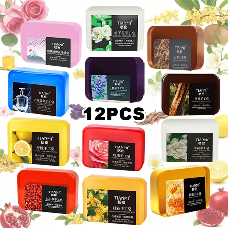 12 PCS Fruit and Flower Scented Hand Soaps, Rose Scented, Cologne Perfume Scented, Lemon Scented and Other 10 Different Scented Oasis Select