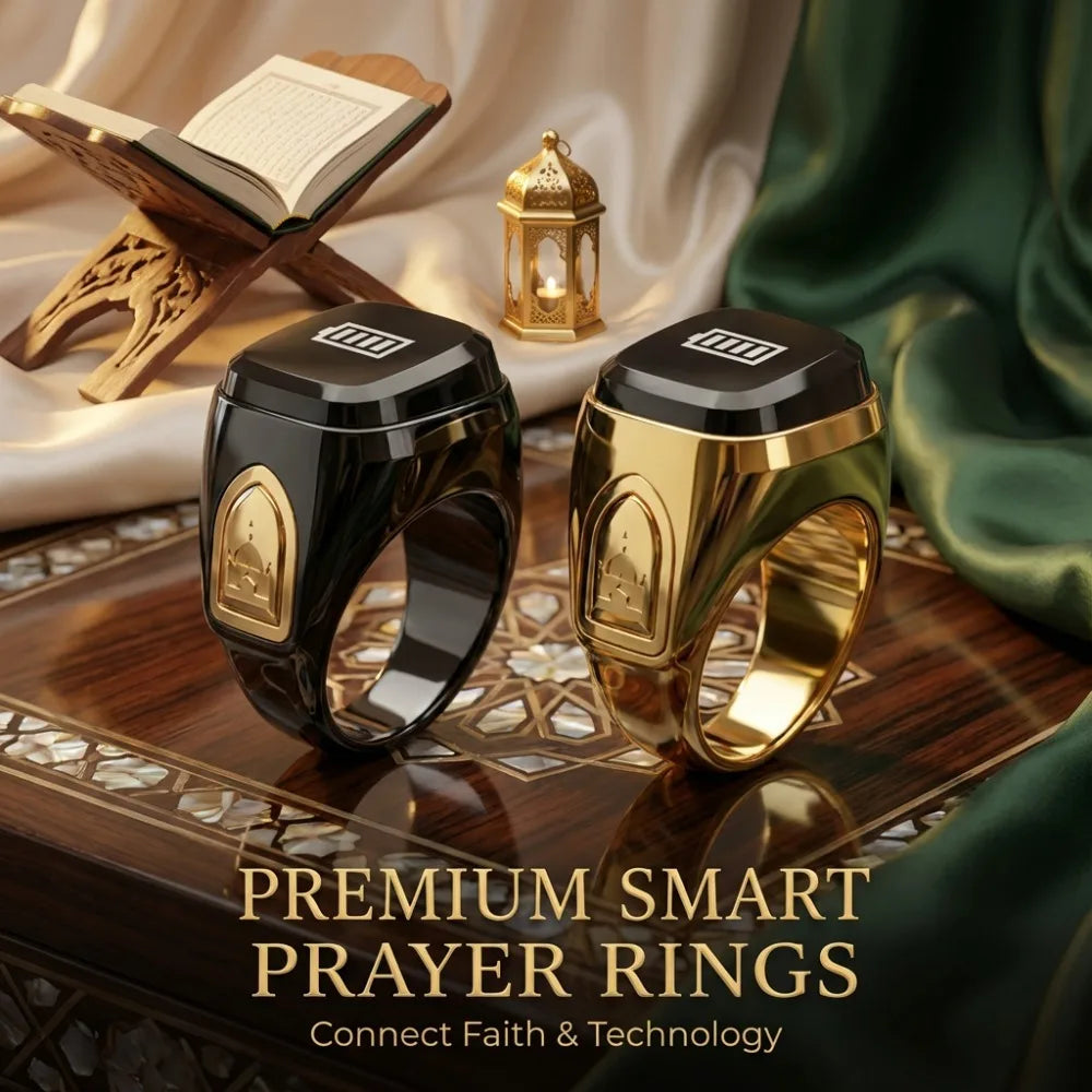 Smart APP Prayer Ring Counter Prayer Time Vibration Reminder,Portable Wearable Smart Tasbih Muslims Zikr Prayer Ring USB Charge Oasis Select