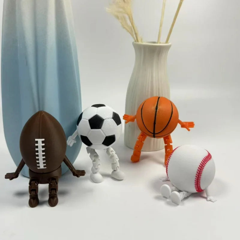 Articulated Sports Ball Figurines Creative Golf Soccer Basketball Decor Home Office Movable Joint Desktop Ornaments Idear Gift Oasis Select