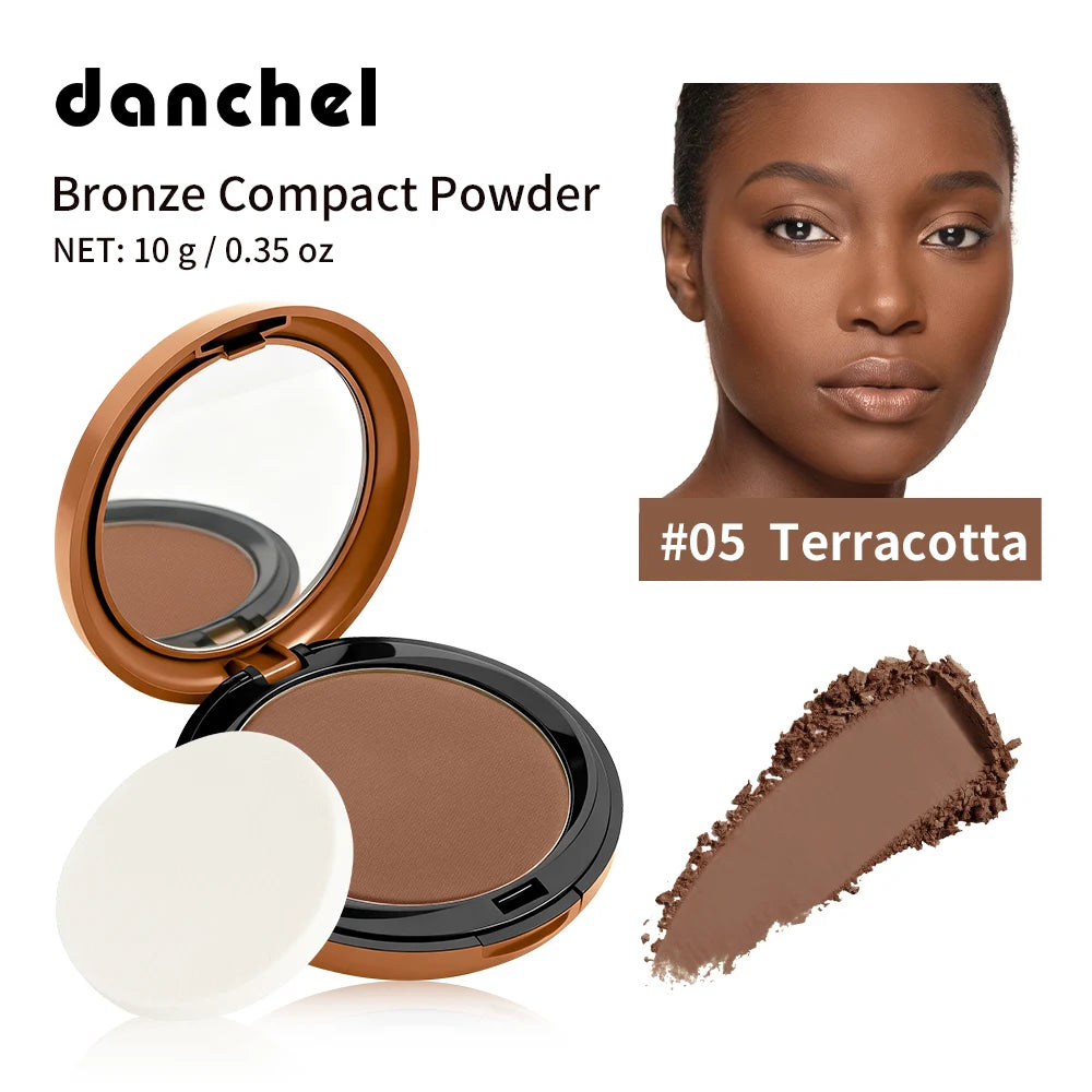Bronze Compact Powder Long-Lasting Smooth Matte Bronze Finish Natural Brightening Conceal Flaw Even Skin Tone Powder With Mirror Oasis Select Terracotta