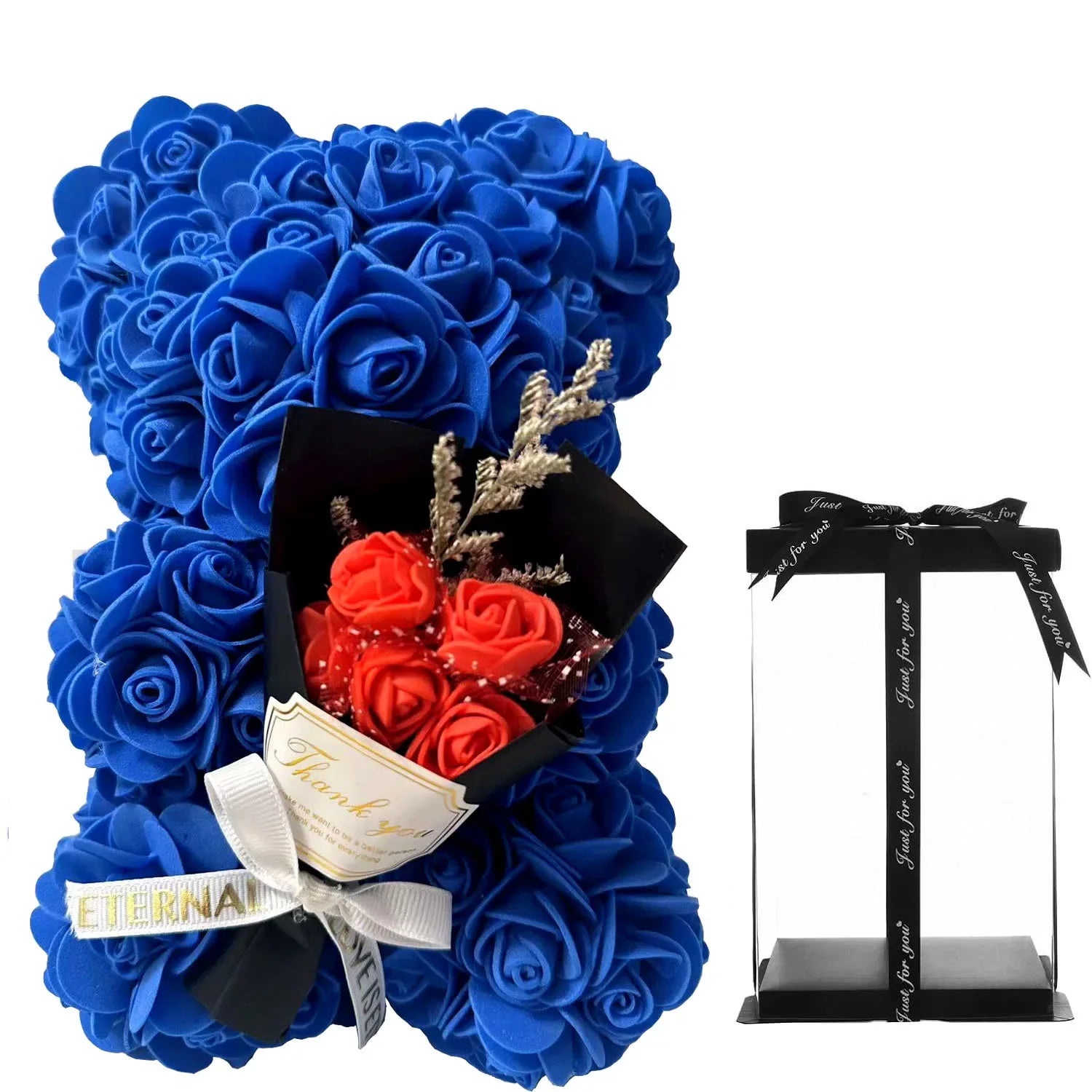 25cm Rose Flower Teddy Bear Gift Set In Premium Box Perfect Valentines Day Present For Her Mothers Birthday Anniversary Romantic Oasis Select with box 2