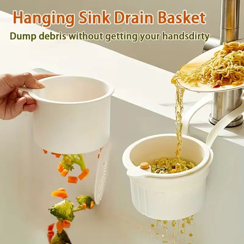 Press-Type Drain Basket: Food Strainer & Sink Organizer, Multi-Functional for Kitchen & Bathroom Use Oasis Select