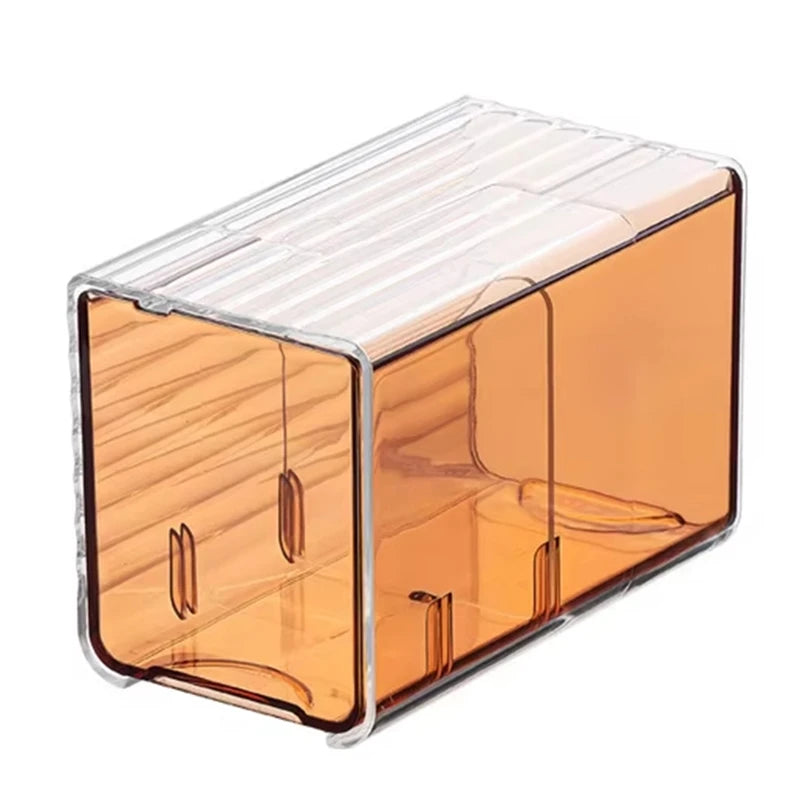 WISH Wall-Mounted Cotton Pad And Swab Organizer Box, Punch-Free Transparent Plastic Cosmetic Storage Container With Drawer Oasis Select Orange NONE