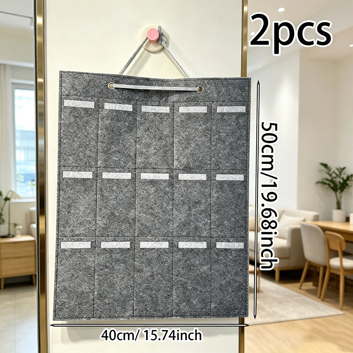 1pc foldable portable gray felt glasses storage bag saves space 15 vertical independent pockets and a mesh glasses display bag Oasis Select