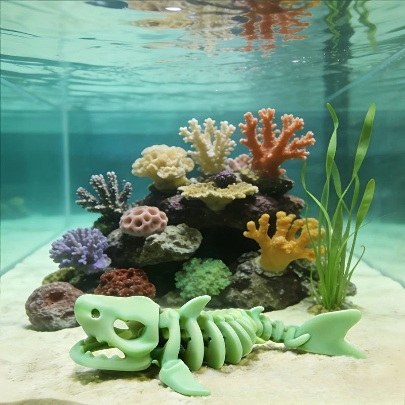 Spooky Shark Skeleton Aquarium Decor Articulated Ornament Reptiles Fish Tank Landscapes Fish Shrimp Shelter Aquarium Accessories Oasis Select