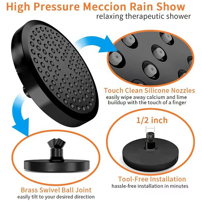 6-Inch Round Electroplated Shower Head with Extension Arm