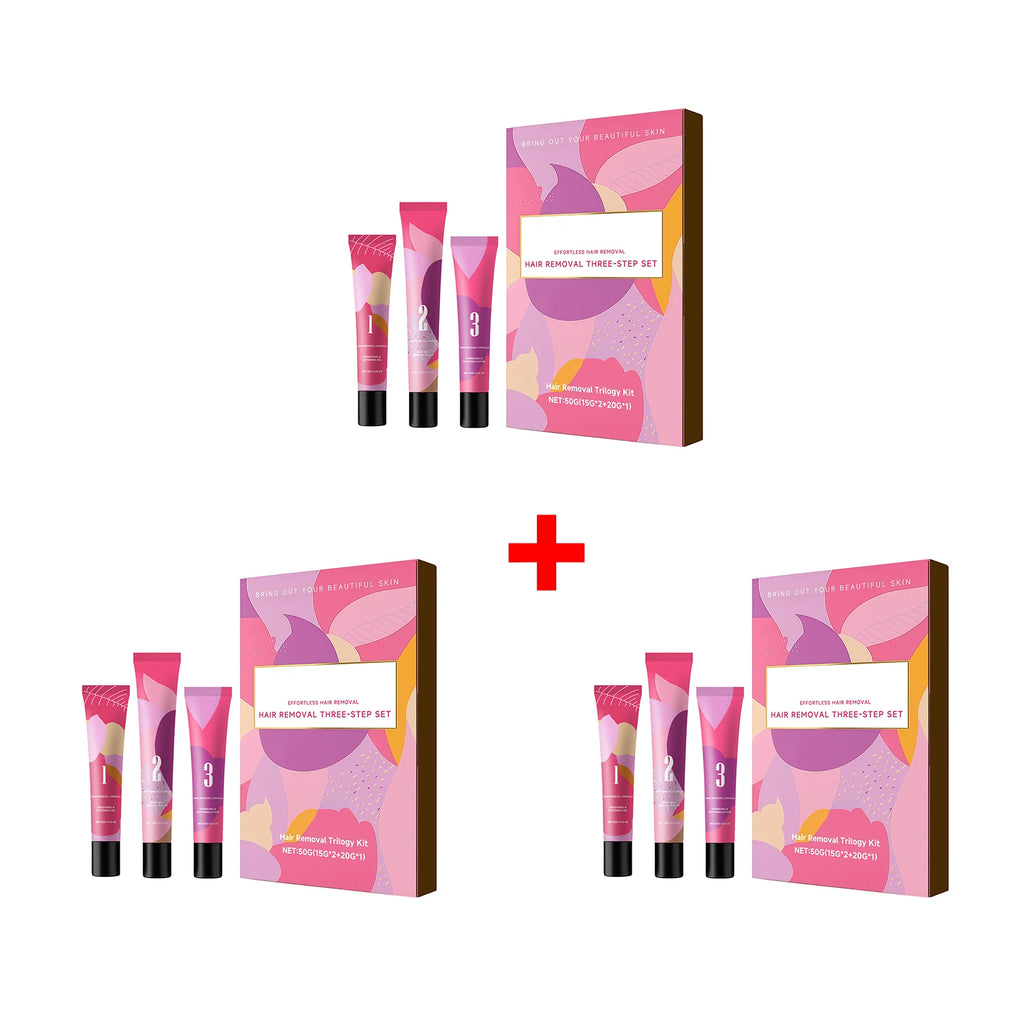 Facial Hair Removal 3-Step Set for Sensitive Skin Gentle Painless Depilatory Care Before and After Hair Removal Soothing Lotion Oasis Select 3 Set
