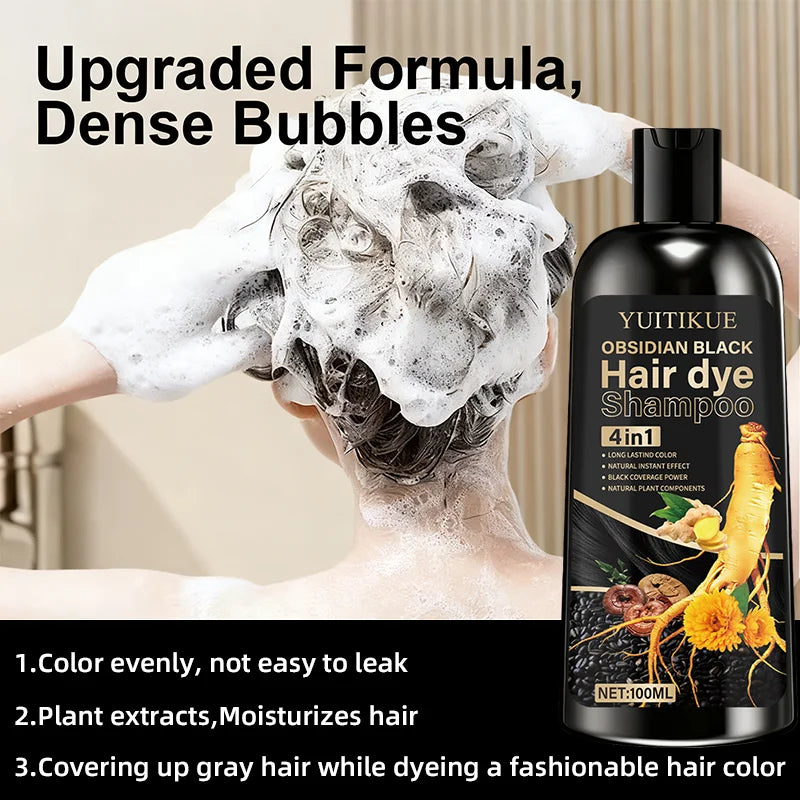 YUITIKUE Obsidian Black Hair Dye Shampoo – Gray Coverage 100ml