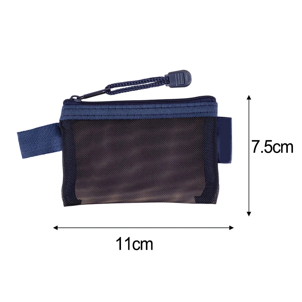 Zipper Mesh Bag Nylon Small Makeup Zipper Mesh Pouch Earphone Storage Bags Multi-purpose Square Bag Coin Bag Oasis Select