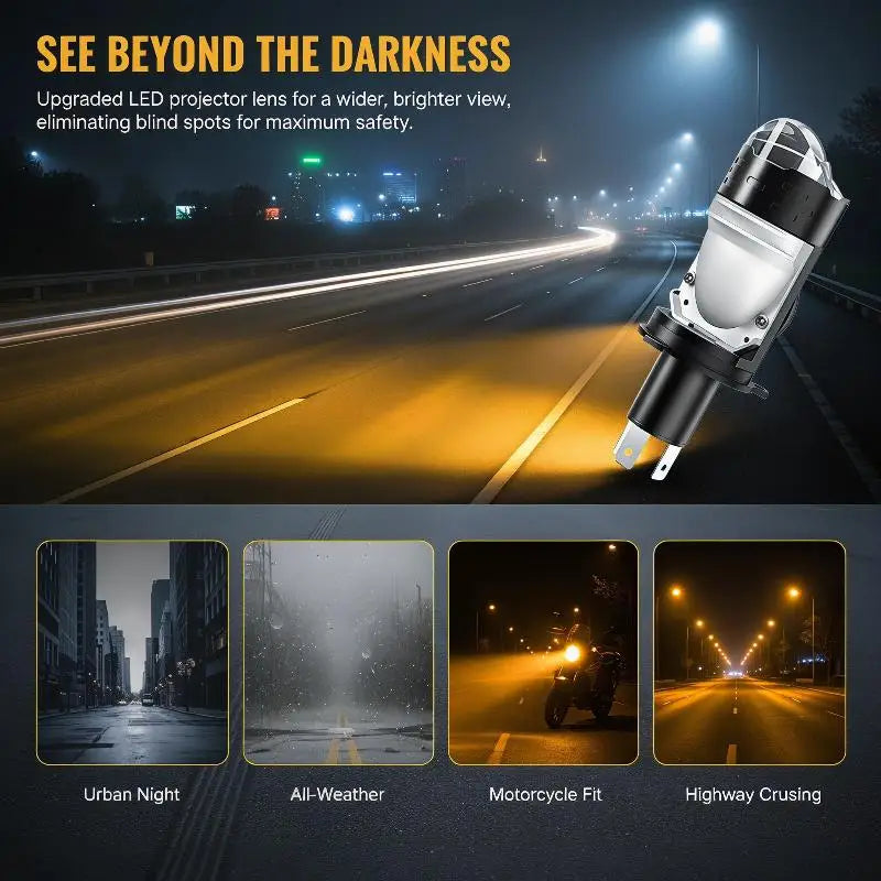 1PC H4 LED Lens Mini Bi Led Projector 70W Headlight Bulbs Canbus 9003 HB2 High Low Beam 6000K Motorbike Turbo Lamps LHD 12V Oasis Select