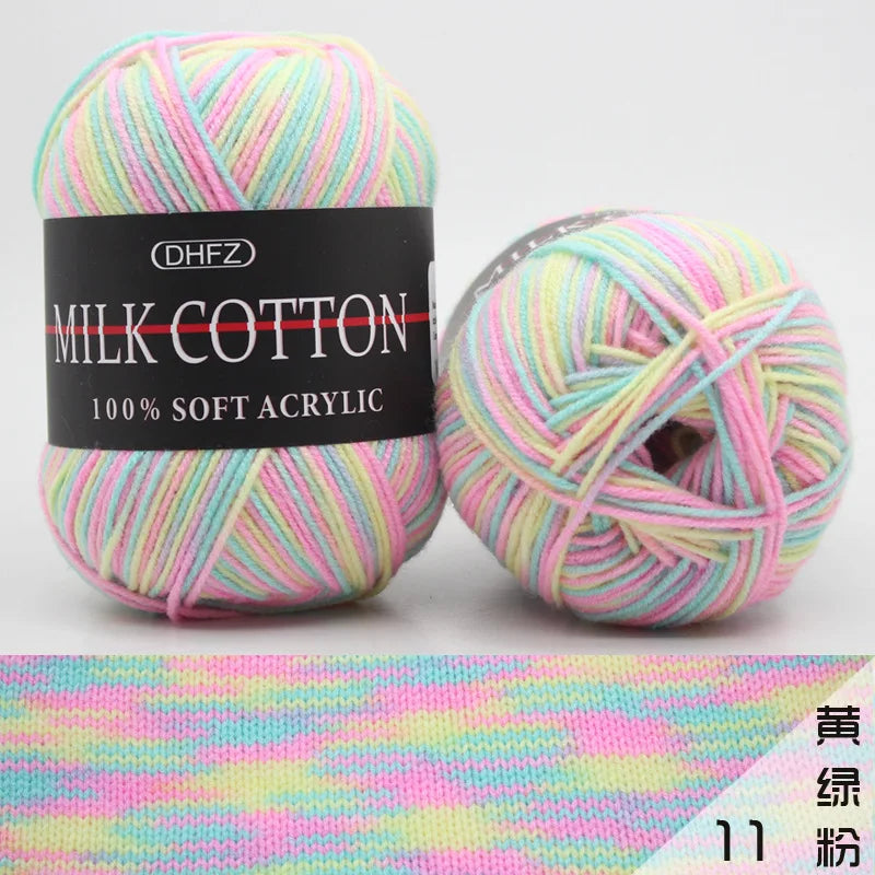 DIY Three Strands Graded Section Dyed Wool Medium Fine Cotton Thread Hand Crochet Doll Milk Cotton Thread Crochet Yarn Oasis Select 11