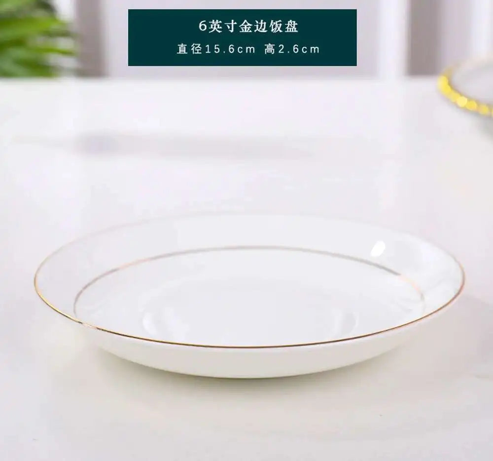Bone China Gold Border Vegetable Deep Plate Ceramic Tableware Dining Plate Oasis Select 6in Dish