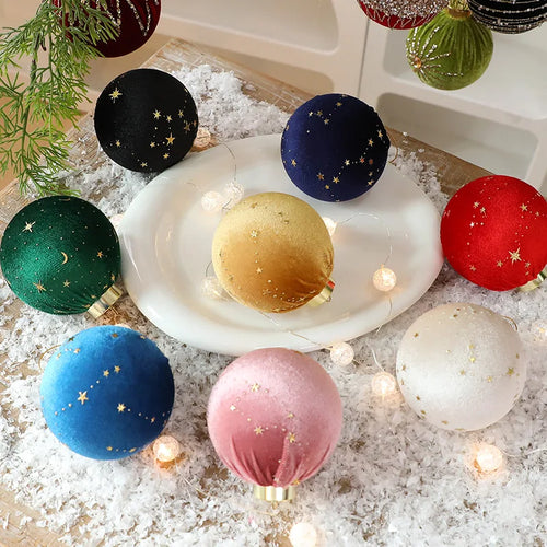 12-Pack 8cm Velvet Star Christmas Ball Ornaments | Tree Decor Christmas Tree Ornaments Oasis Select