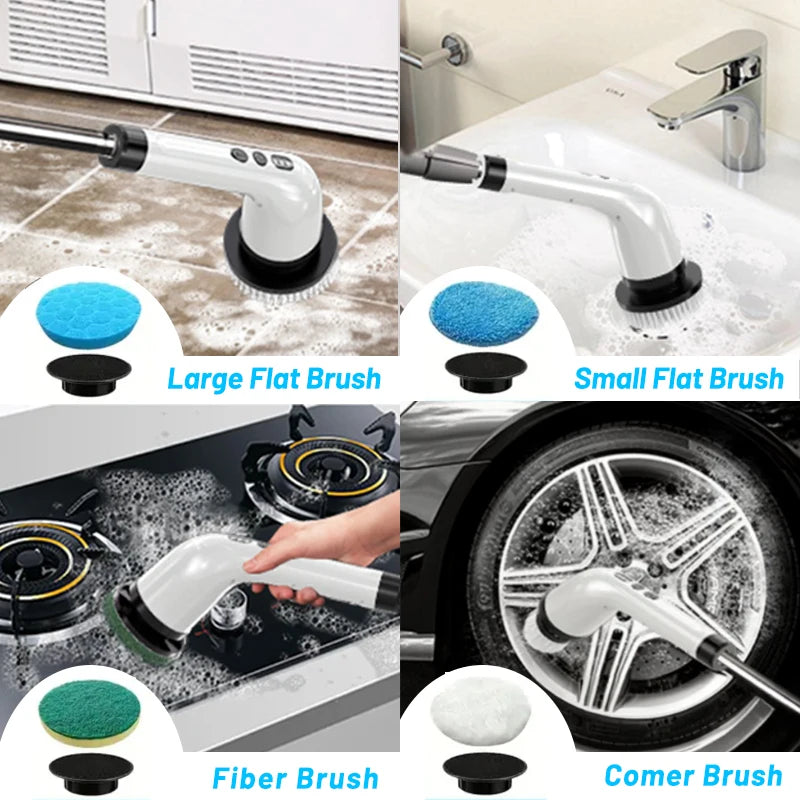 Electric Cleaning Brush with 7PCS Heads Bathroom Kitchen Cordless Handheld Shower Scrubber Spin Cleaner Multifunctional Cleaner Oasis Select