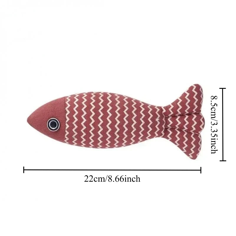 1pcs Interactive Catnip Fish Toys for Cats Plush Kitten Chew Bite Toy with Crinkle Sound Teeth Cleaning Pet Toy for Indoor Cats Oasis Select Red 22x8.5cm