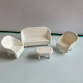 4 PCS Miniature White Wicker Tea Table & Chair Set Dollhouse Furniture Micro Landscape Props for Bedroom Fairy Garden Decor Oasis Select Combo-4pcs