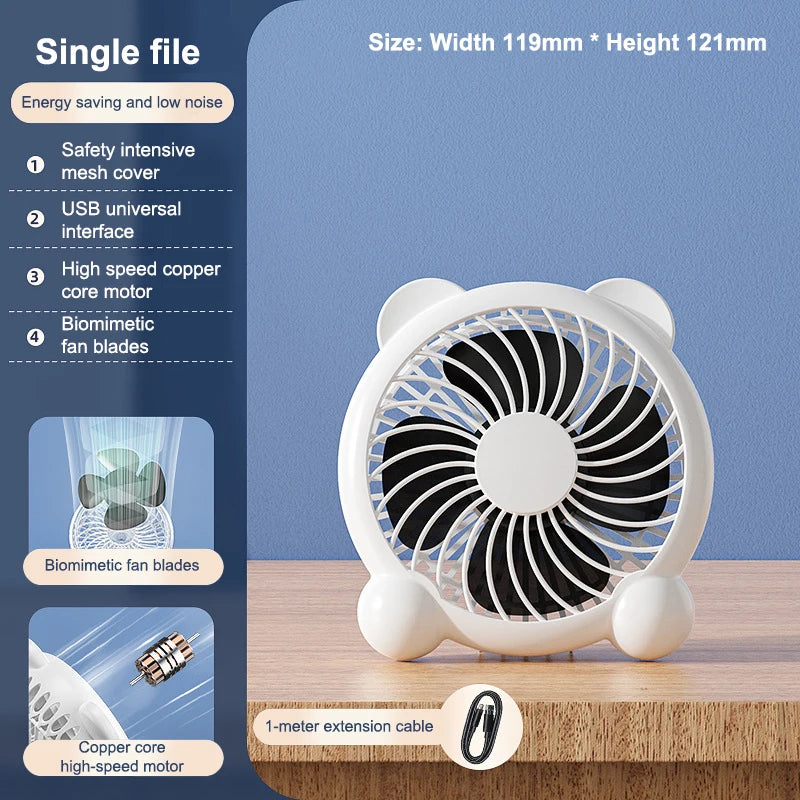 URGGU Panda USB Desktop Fan 4/7 Inch – Ultra Quiet Portable