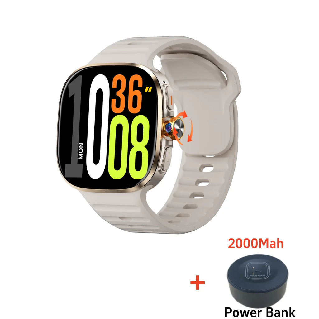 M99 Smartwatch 2.4inch Larger Amoled Screen 12 Panel Menu Android 10.0 OS 4G Smart Watch With 190° Rotary Camera 2100Mah Battery Oasis Select Silver Power Bank 16GB 256GB
