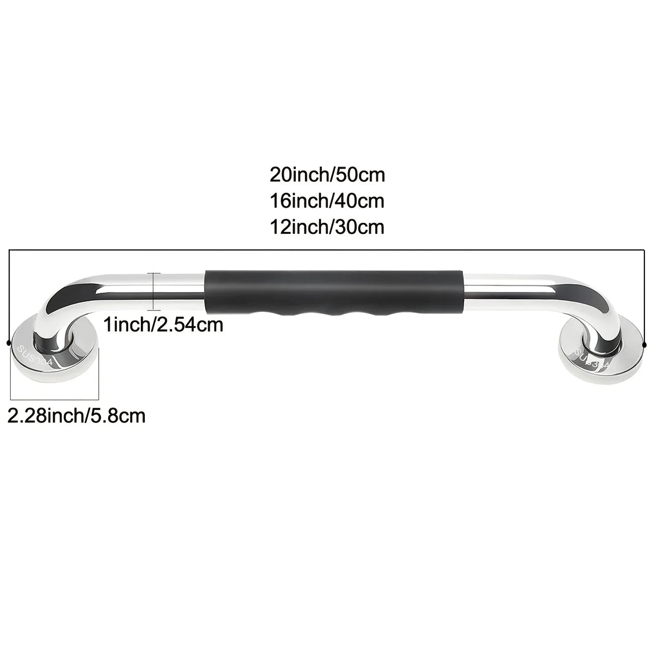 2pcs Heavy-Duty Stainless Steel Bathroom Grab Bar Non-Slip Safety Handle for Shower,Toilet & Wall Support,Stable & Secure Design Oasis Select