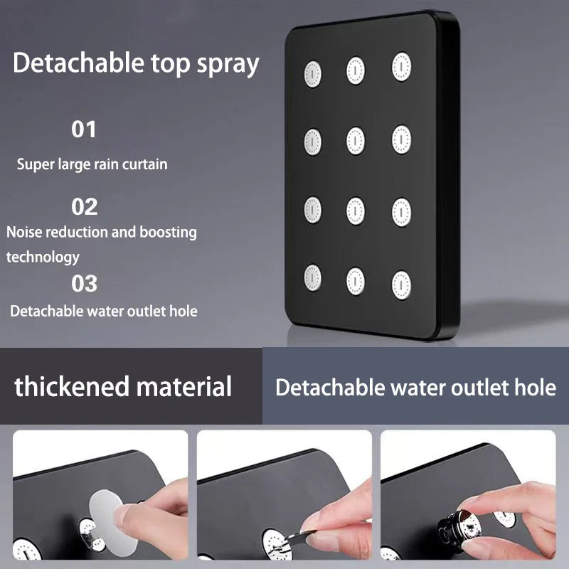 High-Pressure Square Rainfall Shower Head Set – Universal Fit
