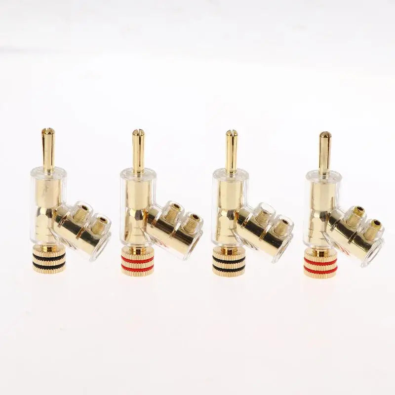 2/4Pcs HIFI Gold/Rhodium Plated Lockable Speaker Cable Banana Plug Connector Self-locking Audio Accessories Oasis Select 4pcs gold