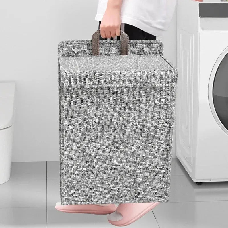 1pc Foldable Adhesive Laundry Basket Hamper, Multifunctional Punch Free Wall Hanging Washing Clothes Mesh Hook Organizer Oasis Select