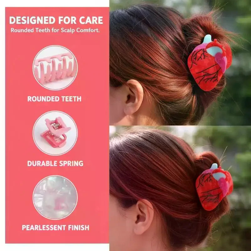 Pill Heart Series Hair Claw Clip Non-Slip Strong Hold Hair Grip For Women Girls Daily Party Hairstyle Accessories Oasis Select