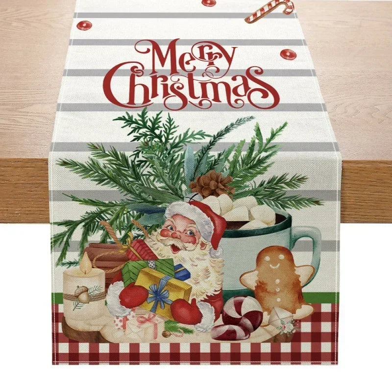 Christmas Table Runner Merry Christmas Decorations For Home 2025 Cristmas Table Flag Cover Navidad Noel Gift New year Tablecloth Oasis Select Style1 33x180cm