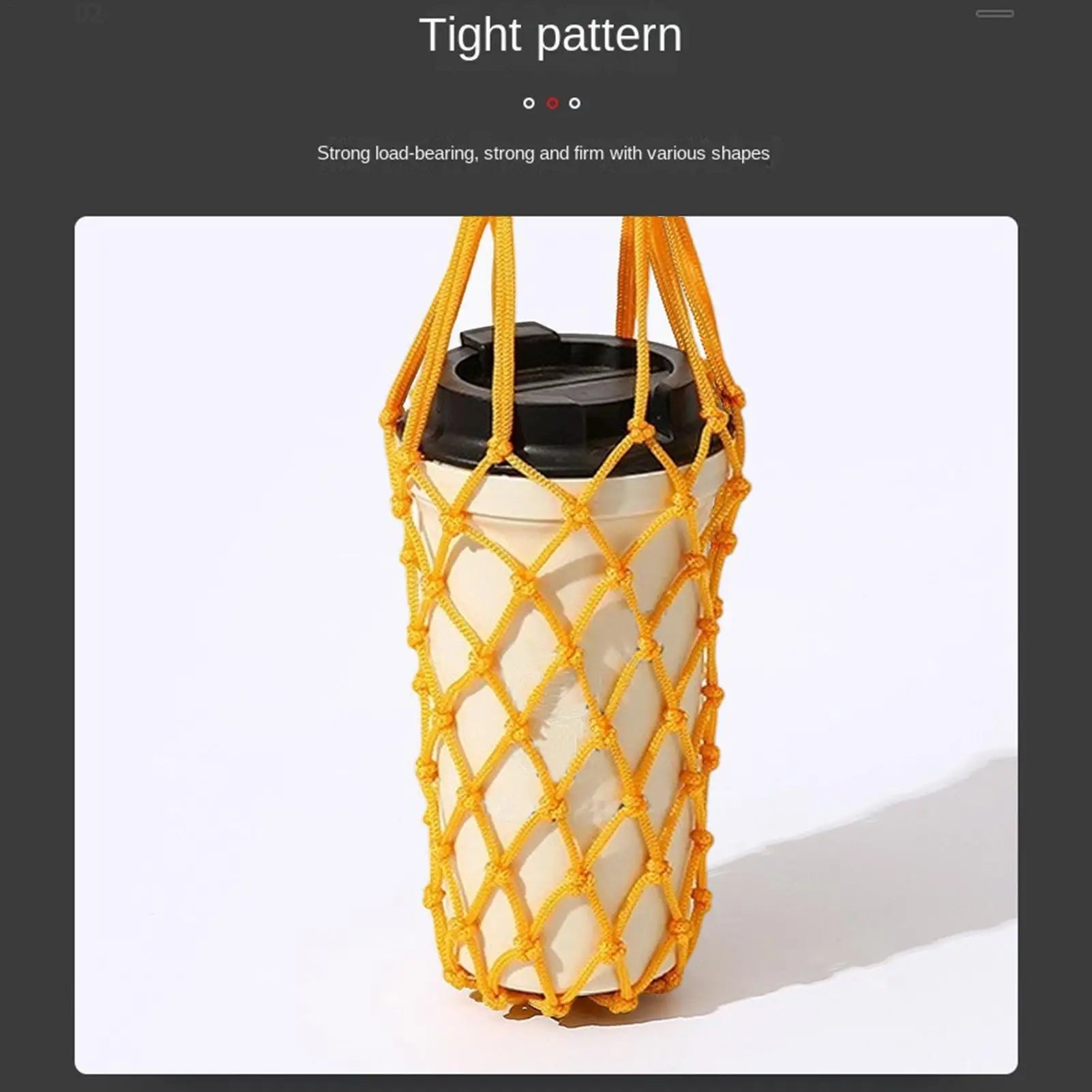 Water Bottle Bag Hand Woven Mesh Bag Reusable Hollow Out Water Cup Bag Handheld Kettle Bag for Camping Hiking Picnic Travel Oasis Select