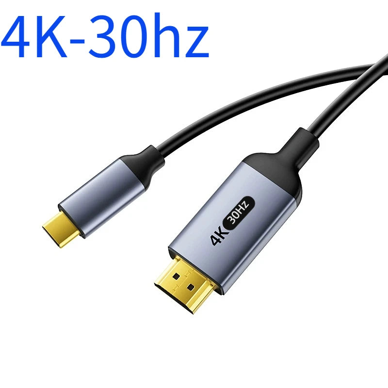 4K Type-C To HDMI Cable 4K@60Hz 2K@120Hz Type C HDMI Cables HDMI-Compatible Converter Adapter For Thunderbolt 3/4 Laptop TV Oasis Select 4K 30Hz
