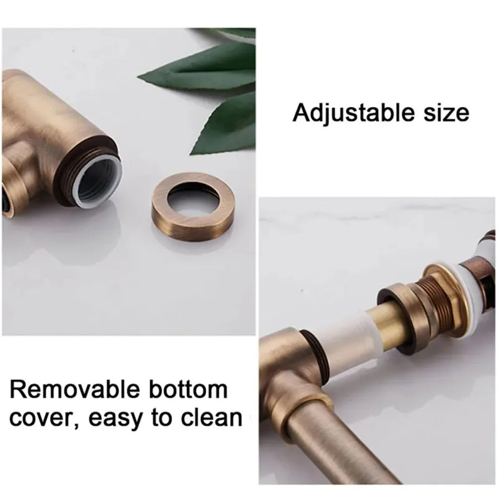 Brass Modern Round Bottle P trap 1 1/4, Sink Drain Pipe P trap Kit Antique with Pop up Drain Oasis Select