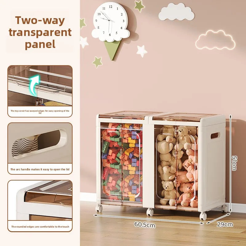 Toy storage box Large capacity children's toy storage cabinet Integrated folding household multi-functional large capacity Oasis Select 2nd floor