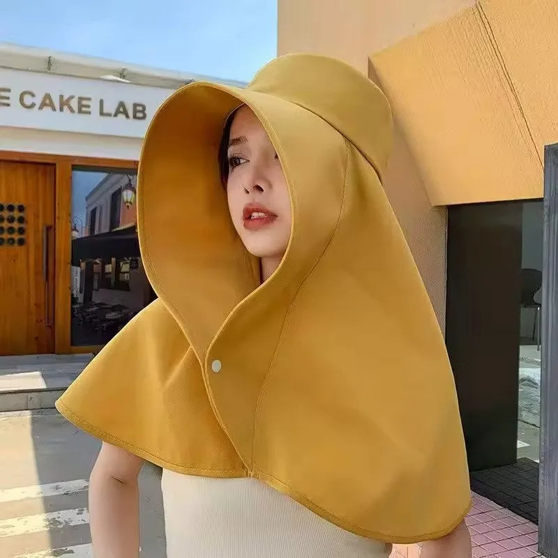 Women‘s Summer Sun Protection Hat with Face Cover Neck Flap Shoulder Cape Wide Brim UV Blocking for Outdoor Hiking Cycling Oasis Select