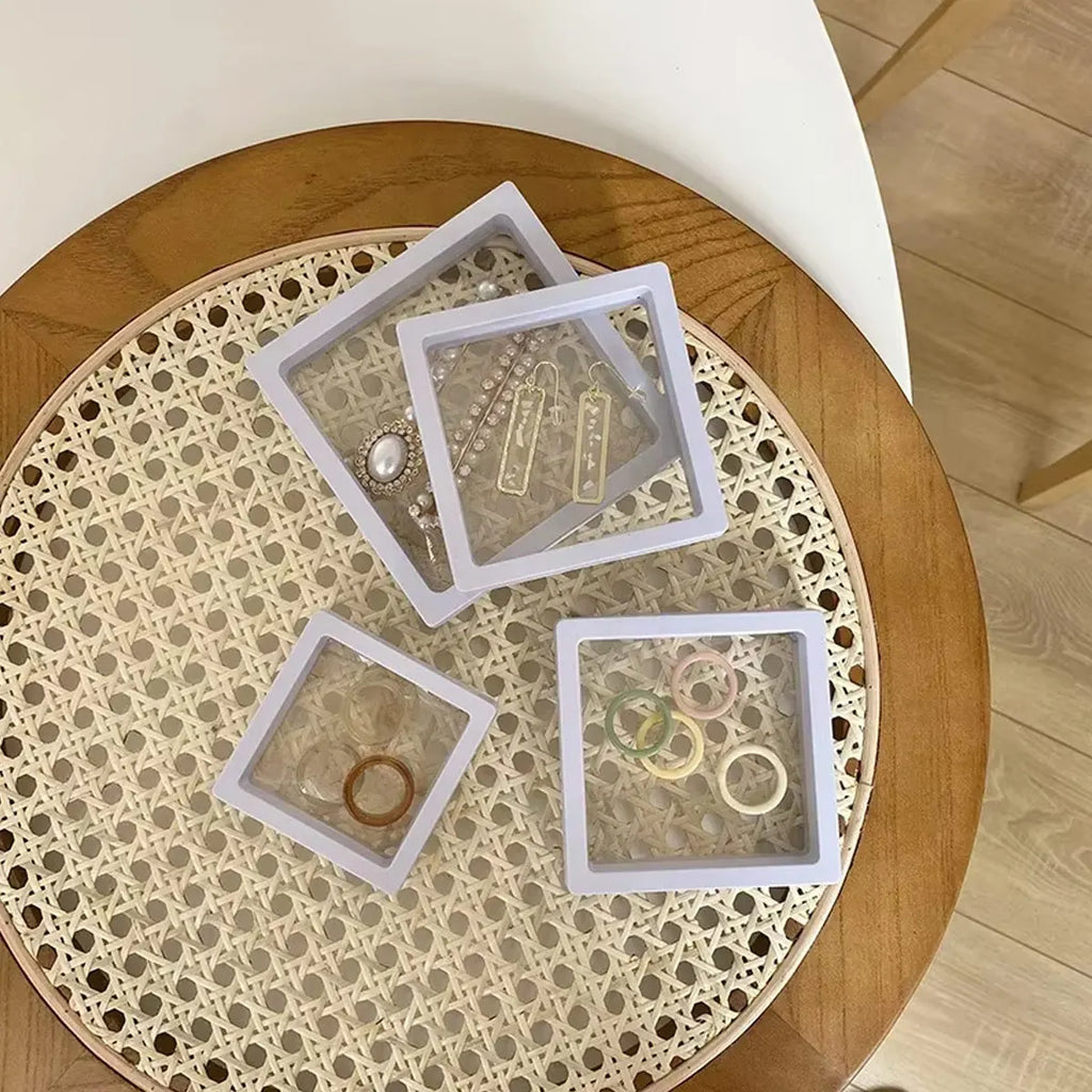 10pcs,Transparent floating display box, plastic film jewelry packaging box, jewelry, necklace, ring, and collectible storage box Oasis Select