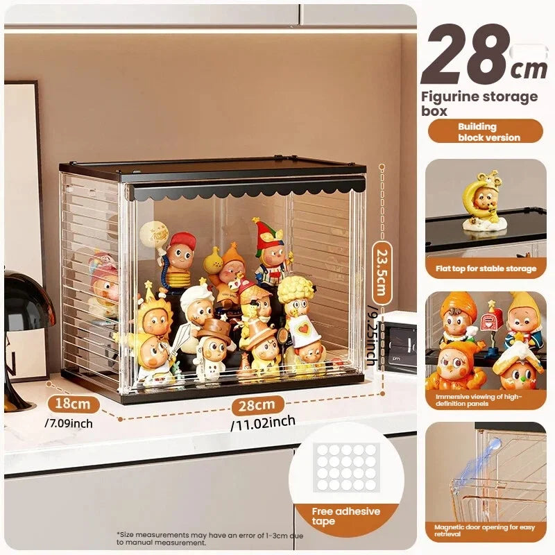 Acrylic storage box, blind box, cute figurine storage box, cute figurine toy storage box, sealed storage rack Oasis Select toy bricks-black