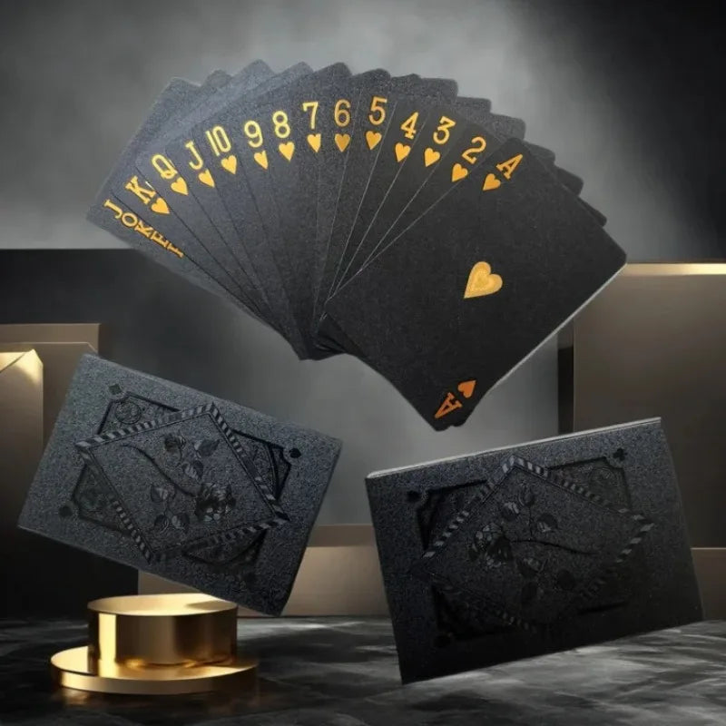 Poker PVC Black Grid Thickened Poker Board Game Cards Waterproof Folding Resistant Wear Resistant Plastic Cards Oasis Select
